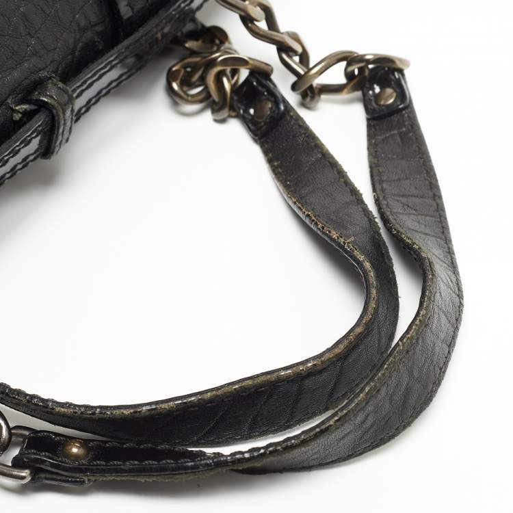 Pre Owned Fendi Black Pebbled Leather B Bag