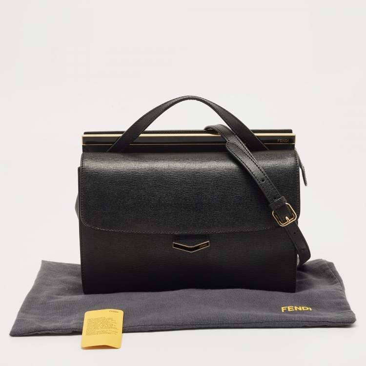 مملوكة مسبقًا Fendi Black Leather Small Demi Jour Top Handle Bag