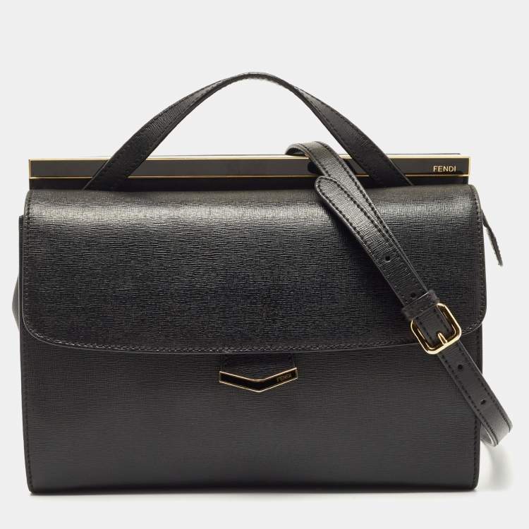مملوكة مسبقًا Fendi Black Leather Small Demi Jour Top Handle Bag