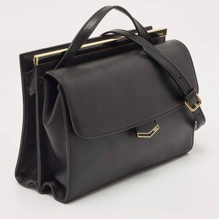 مملوكة مسبقًا Fendi Black Leather Small Demi Jour Top Handle Bag