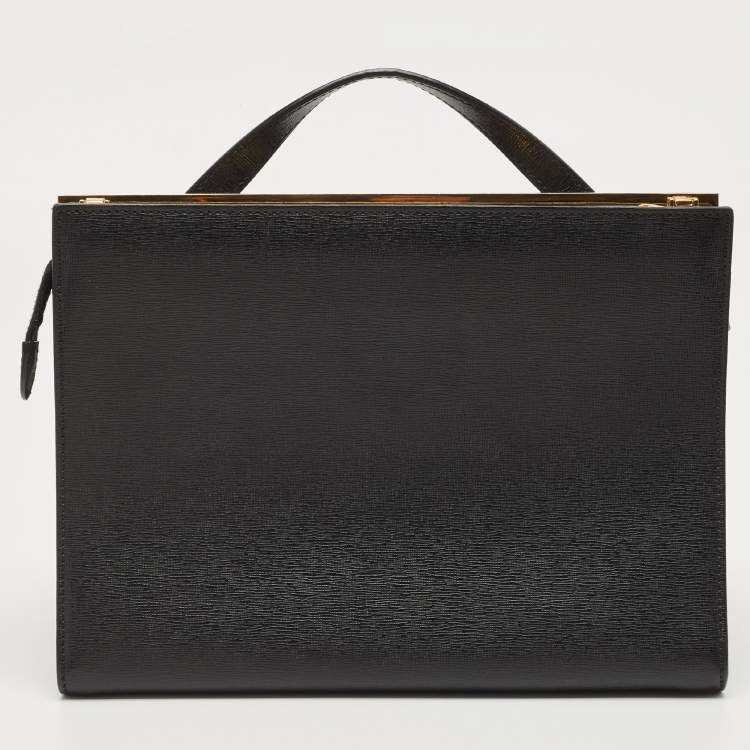 مملوكة مسبقًا Fendi Black Leather Small Demi Jour Top Handle Bag