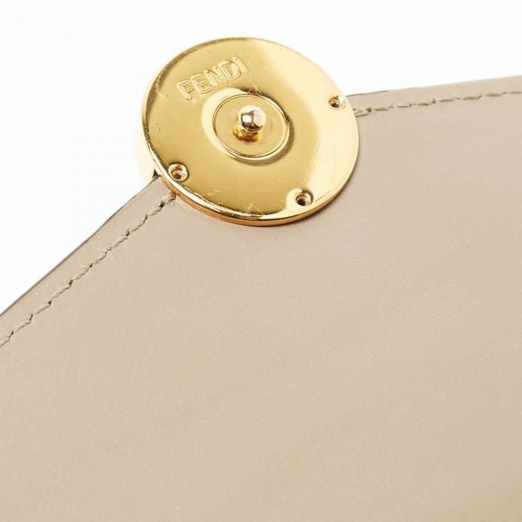 Pre Owned Fendi Taupe Leather F is Fendi Continental Wallet