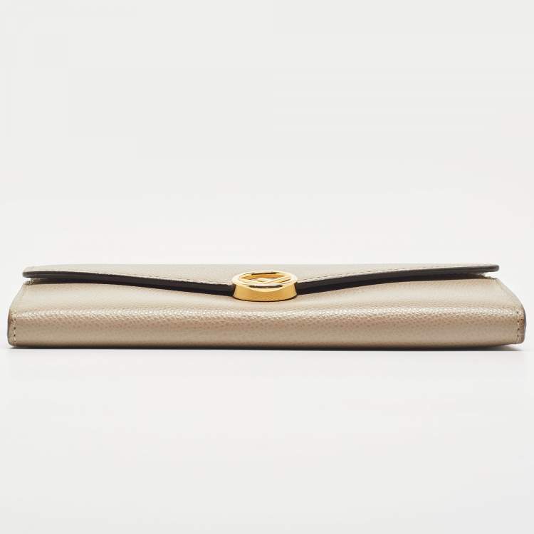 Pre Owned Fendi Taupe Leather F is Fendi Continental Wallet