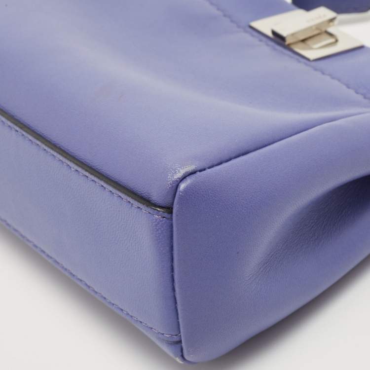 Pre Owned Fendi Purple Leather Micro Peekaboo Crossbody Bag
