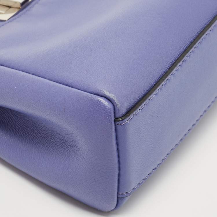 Pre Owned Fendi Purple Leather Micro Peekaboo Crossbody Bag