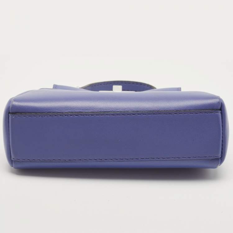 Pre Owned Fendi Purple Leather Micro Peekaboo Crossbody Bag