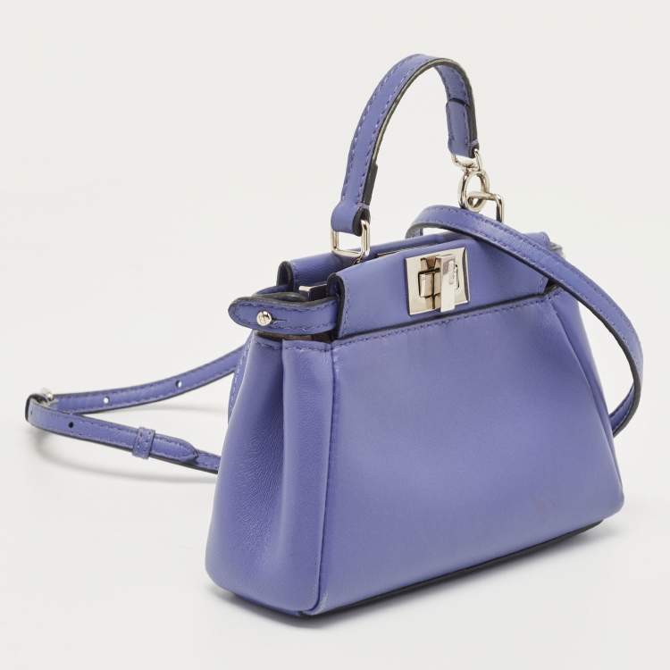 Pre Owned Fendi Purple Leather Micro Peekaboo Crossbody Bag