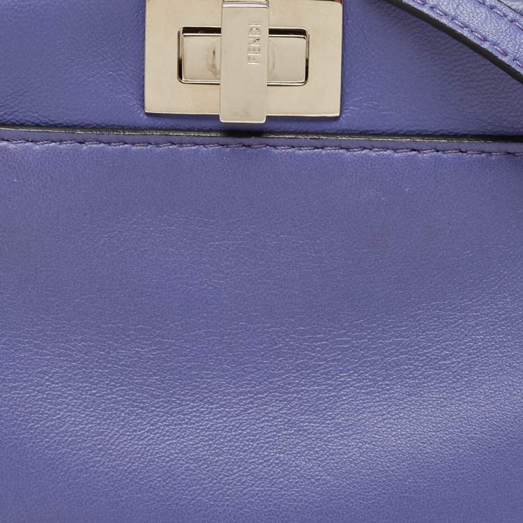 Pre Owned Fendi Purple Leather Micro Peekaboo Crossbody Bag