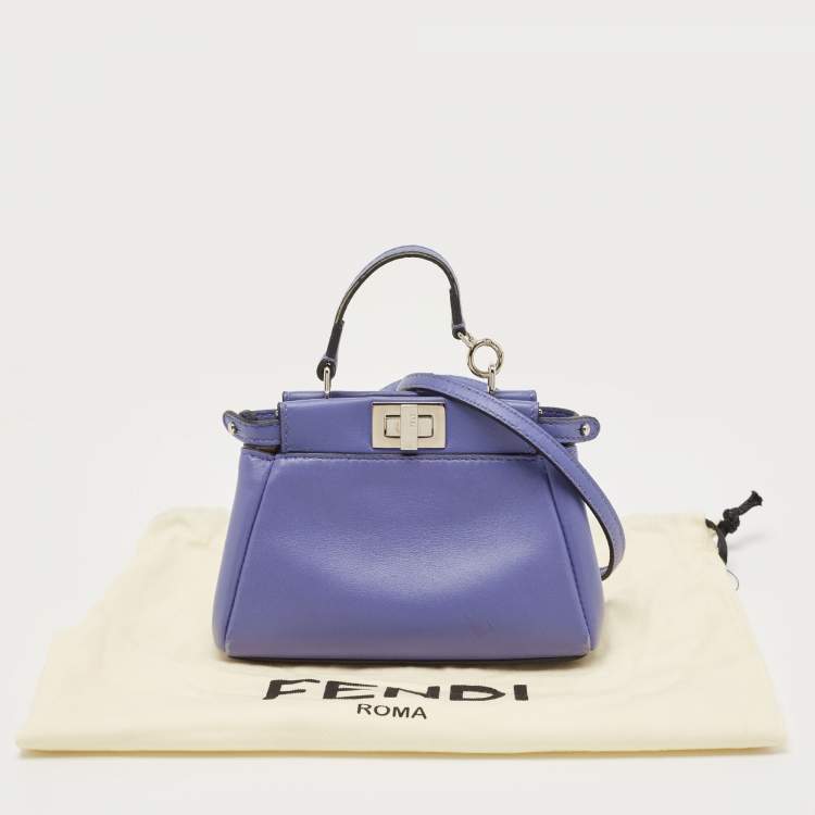 Pre Owned Fendi Purple Leather Micro Peekaboo Crossbody Bag
