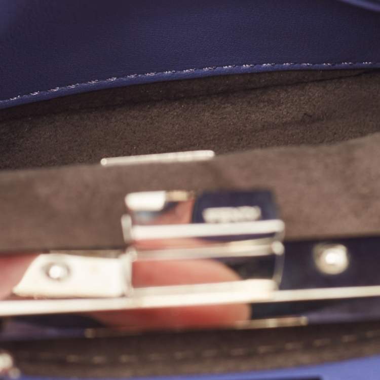 Pre Owned Fendi Purple Leather Micro Peekaboo Crossbody Bag