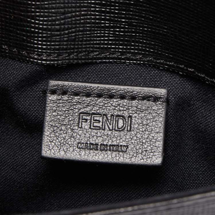 Pre Owned Fendi Black Leather Studded Karlito Wallet on Chain 