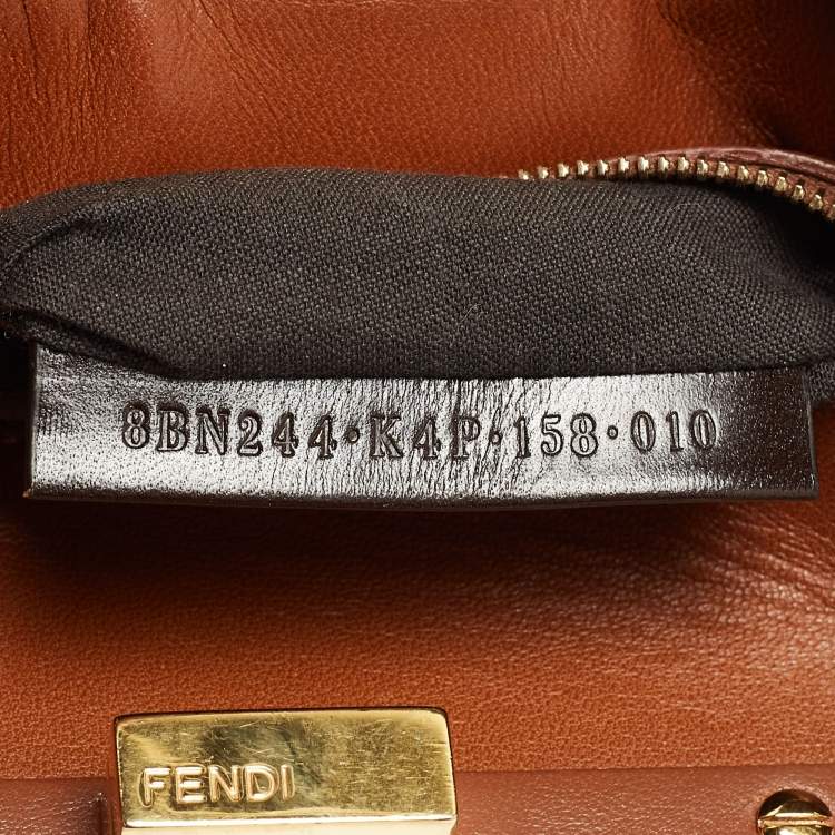 Pre Owned Fendi Brown Leather Mini Peekaboo Top Handle Bag