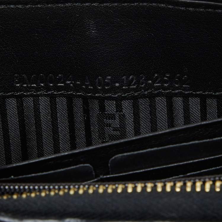 Pre Owned Fendi Black Patent Leather Fendilicious Zip Around Wallet