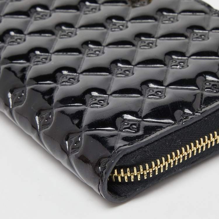 Pre Owned Fendi Black Patent Leather Fendilicious Zip Around Wallet