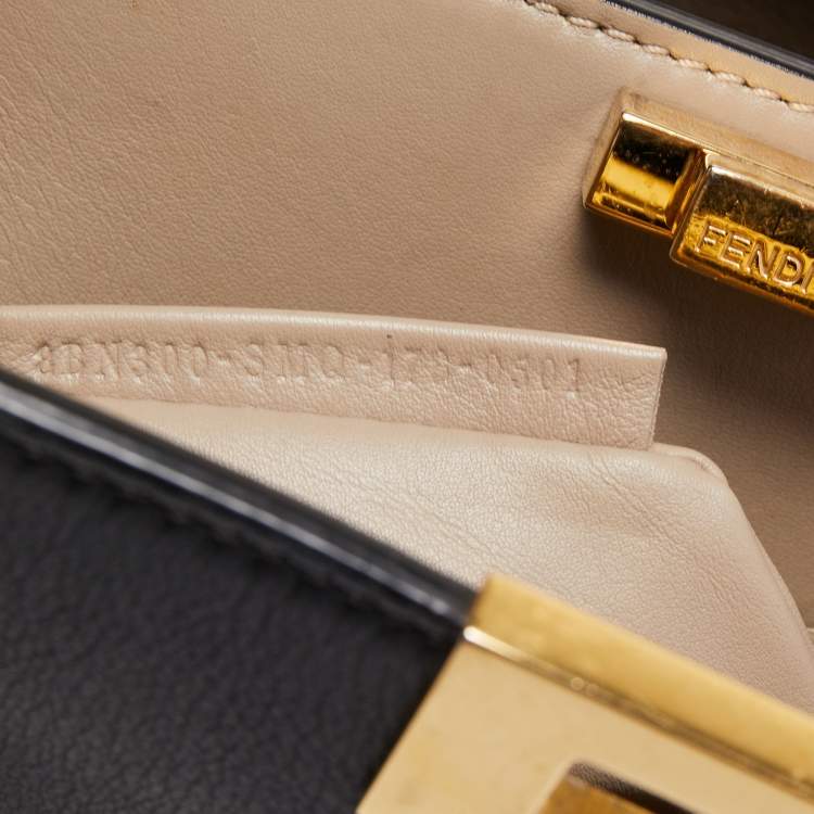 مملوكة مسبقًا Fendi Black Leather Large Iconic Essentially Peekaboo Top Handle Bag