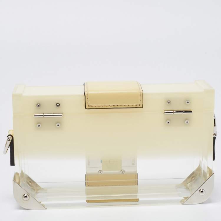 Pre Owned Fendi Yellow/Clear Plexiglass and Leather Mini Trunk Baguette 