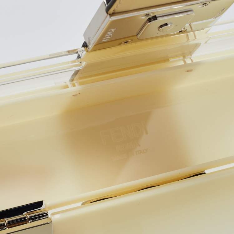 Pre Owned Fendi Yellow/Clear Plexiglass and Leather Mini Trunk Baguette 