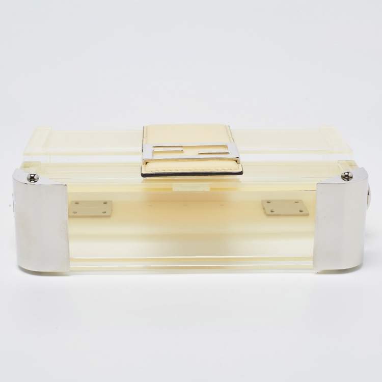 Pre Owned Fendi Yellow/Clear Plexiglass and Leather Mini Trunk Baguette 