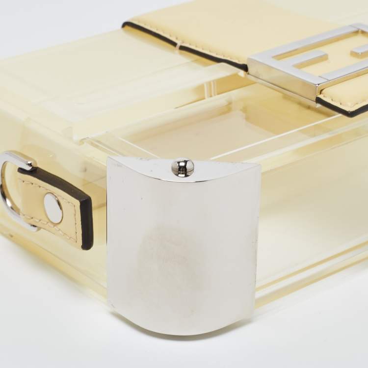 Pre Owned Fendi Yellow/Clear Plexiglass and Leather Mini Trunk Baguette 