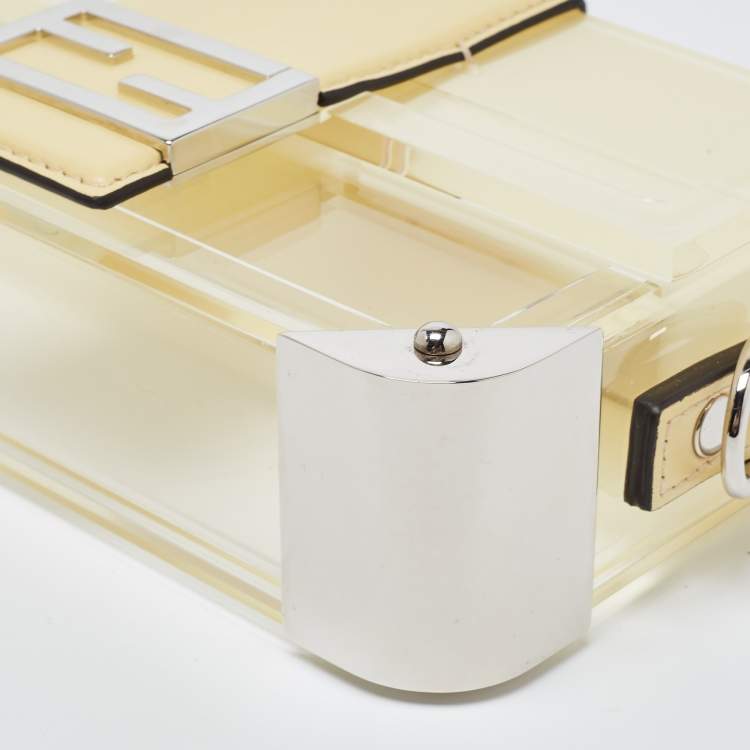 Pre Owned Fendi Yellow/Clear Plexiglass and Leather Mini Trunk Baguette 