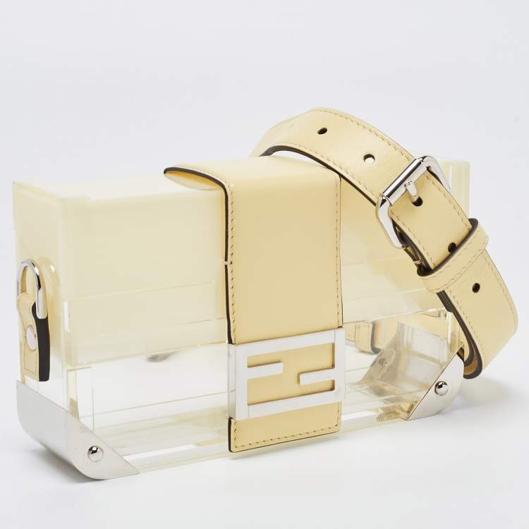 Pre Owned Fendi Yellow/Clear Plexiglass and Leather Mini Trunk Baguette 