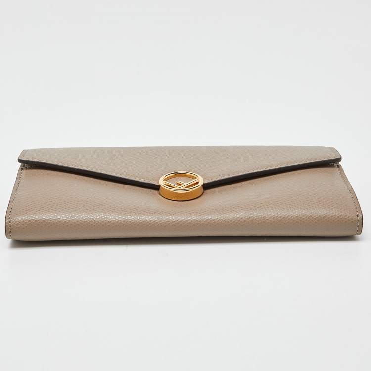 Pre Owned Fendi Taupe Leather F is Fendi Continental Wallet