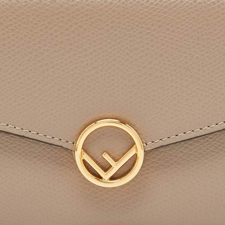 Pre Owned Fendi Taupe Leather F is Fendi Continental Wallet