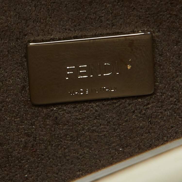 Pre Owned Fendi White Leather Micro Peekaboo Crossbody Bag