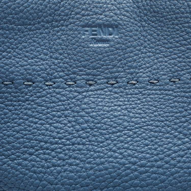 Pre Owned Fendi Light Blue/Black Leather Anna Bag