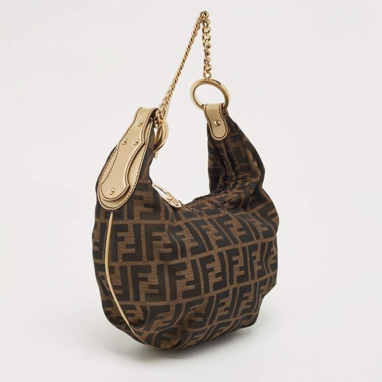 Pre Owned Fendi Tobacco Zucca Canvas Chef Hobo