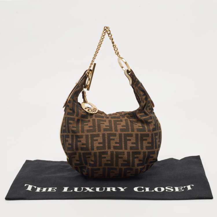 Pre Owned Fendi Tobacco Zucca Canvas Chef Hobo