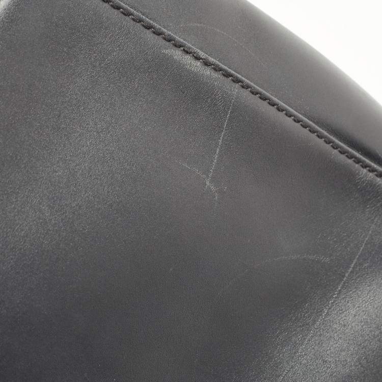 Pre Owned Fendi Black Leather and Leopard Print Calf Hair Interior Medium Peekaboo Top Handle Bag