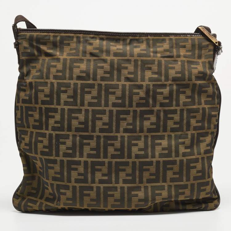Pre Owned Fendi Tobacco Zucca Canvas and Leather Messenger Bag
