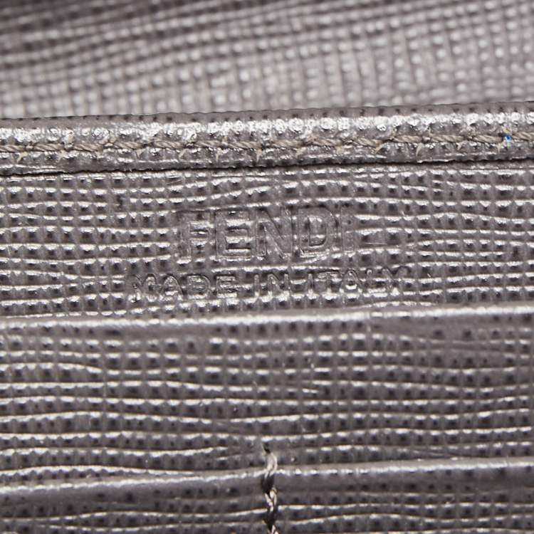 Pre Owned Fendi Grey/Pink Leather 2jours Envelope Continental Wallet