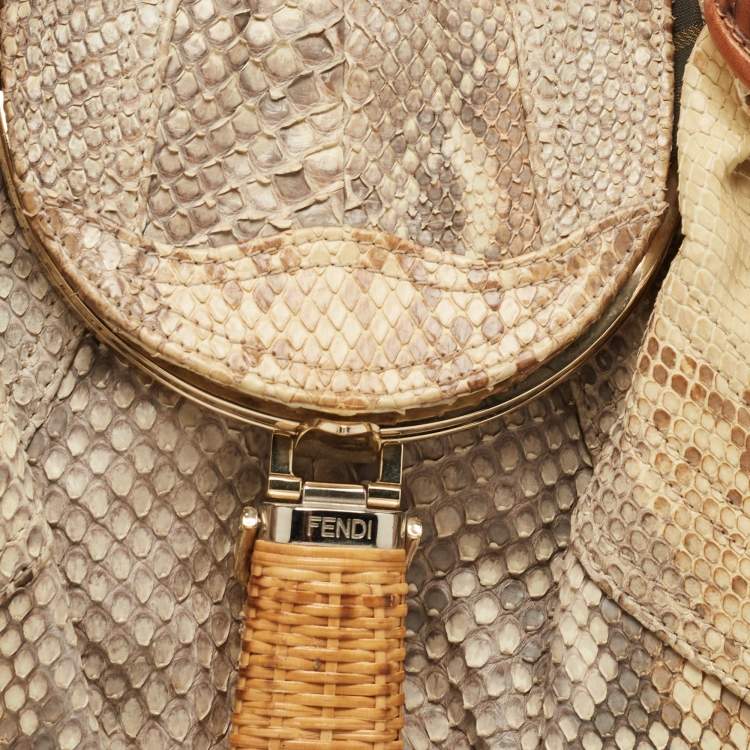 Pre Owned Fendi Brown/Multicolor Python and Leather Spy Bag