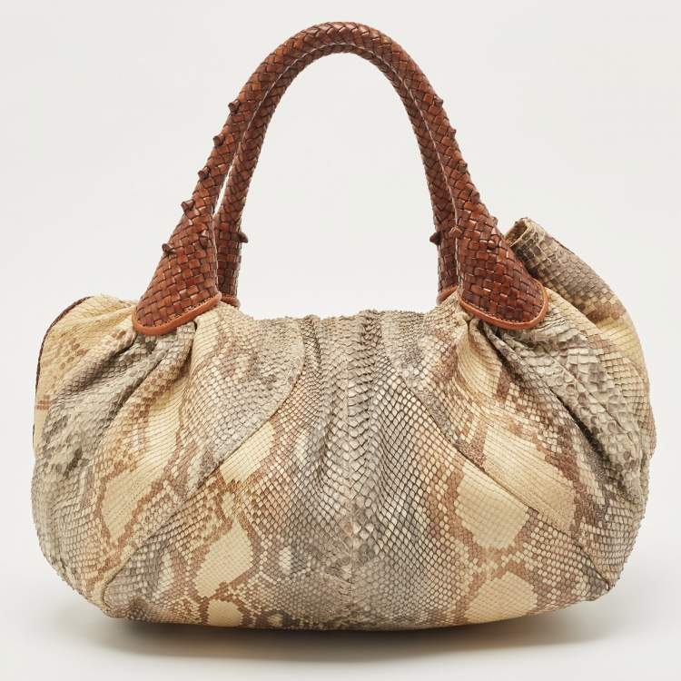 Pre Owned Fendi Brown/Multicolor Python and Leather Spy Bag