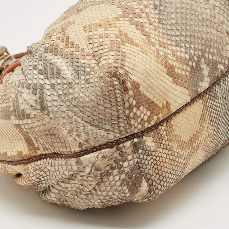 Pre Owned Fendi Brown/Multicolor Python and Leather Spy Bag