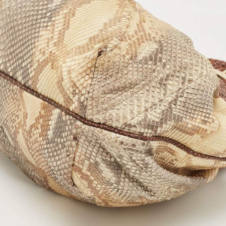 Pre Owned Fendi Brown/Multicolor Python and Leather Spy Bag