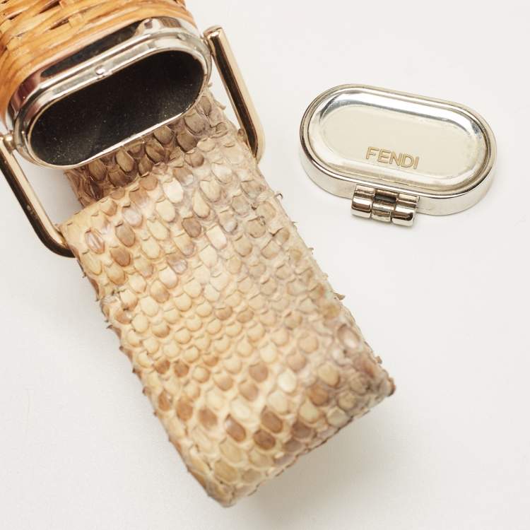 Pre Owned Fendi Brown/Multicolor Python and Leather Spy Bag