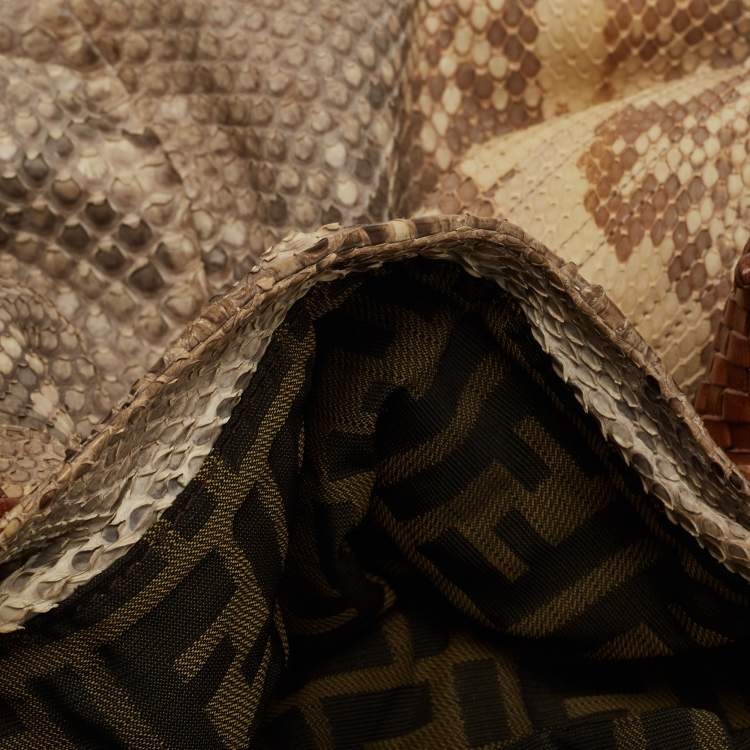 Pre Owned Fendi Brown/Multicolor Python and Leather Spy Bag