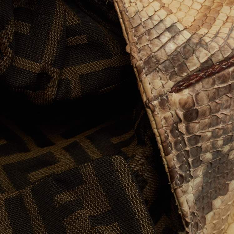 Pre Owned Fendi Brown/Multicolor Python and Leather Spy Bag