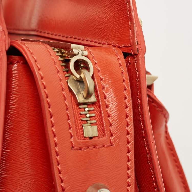 Pre Owned Fendi Tricolor Raffia and Leather Studded Satchel
