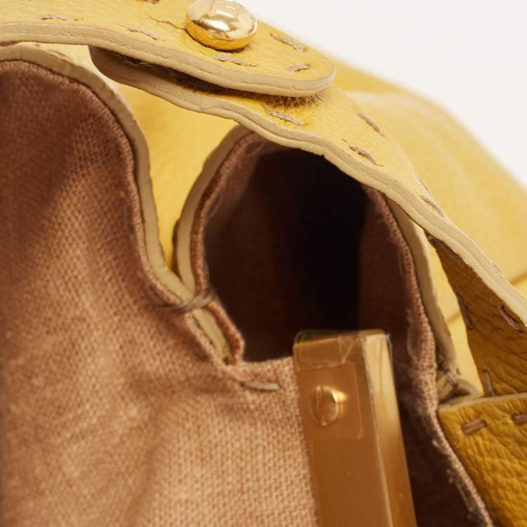 مملوكة مسبقًا Fendi Yellow Selleria Leather Large Peekaboo Top Handle Bag