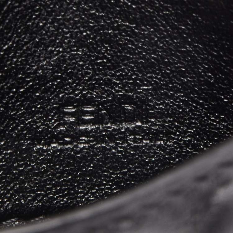 Pre Owned Fendi Black FF Embossed Leather Nano Baguette Charm Bag