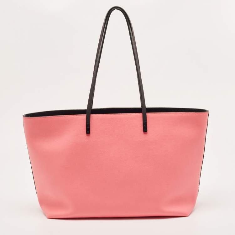 Pre Owned Fendi Black/Pink Leather Medium Monster Roll Tote