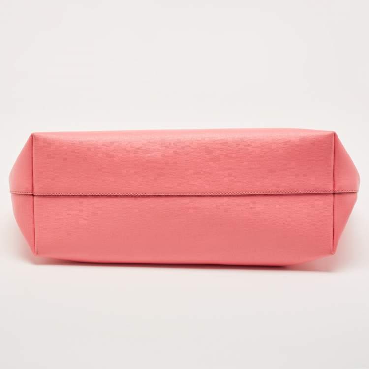 Pre Owned Fendi Black/Pink Leather Medium Monster Roll Tote
