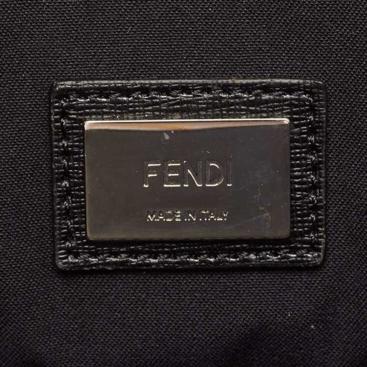 Pre Owned Fendi Black/Pink Leather Medium Monster Roll Tote