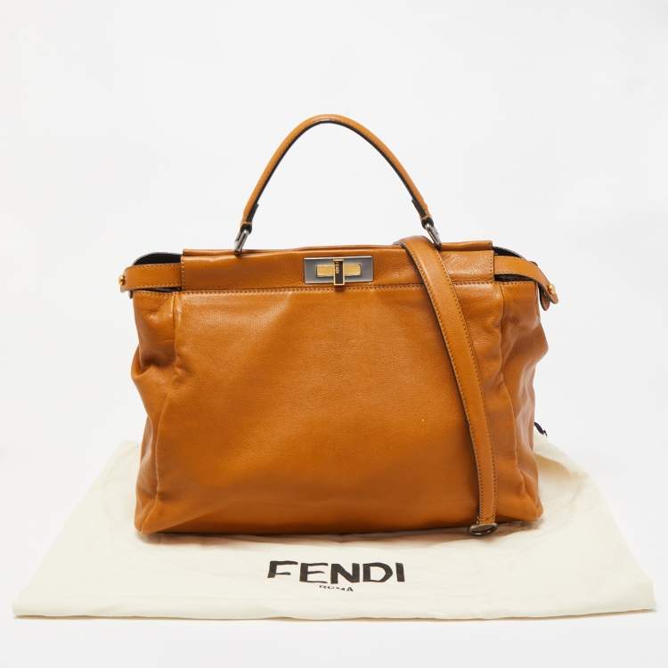 مملوكة مسبقًا Fendi Tan Leather Large Peekaboo Top Handle Bag