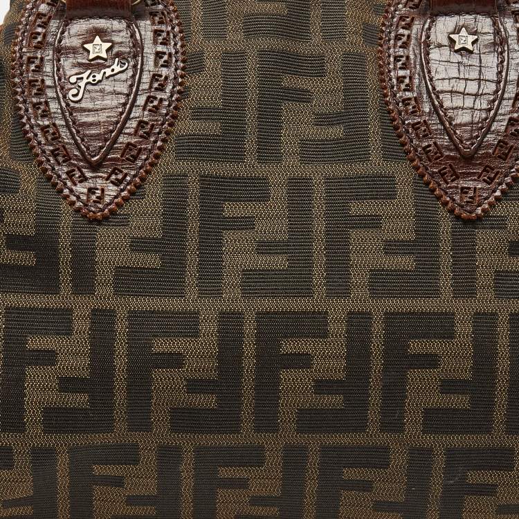 Pre Owned Fendi Tobacco Zucca Canvas and Leather Small Chef De Jour Bag