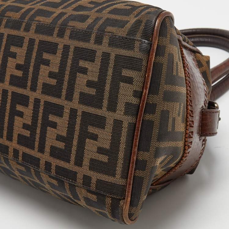 Pre Owned Fendi Tobacco Zucca Canvas and Leather Small Chef De Jour Bag